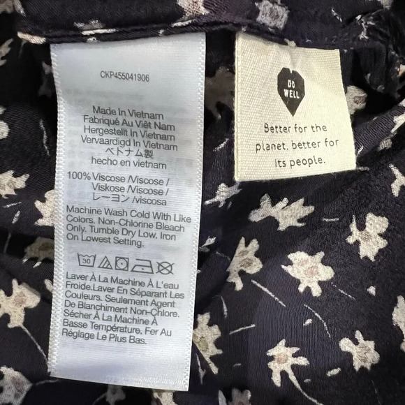 Madewell Drawstring Midi Slip Skirt Sweet Floral‎ Print Size 16 Navy Blue Comfy - Picture 8 of 10